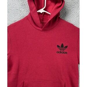 Adidas Hoodie Sweatshirt Mens Small Red Sweater Long Sleeve Pockets Logo NEW A51